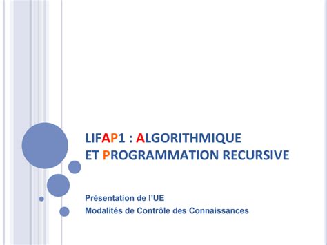 Algorithmique et programmation récursive : Fiche UE : Offre de .